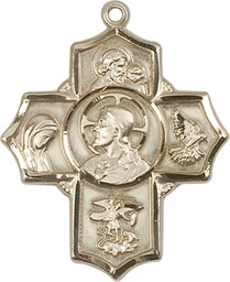 [5716KT] 14kt Gold Sacred Heart 5-Way Medal