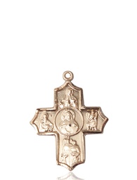 [5719KT] 14kt Gold Sacred Heart 5-Way Medal