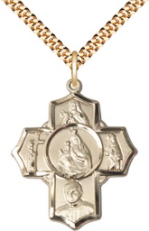 [5727GF/24G] 14kt Gold Filled Carmelite 4-Way Pendant on a 24 inch Gold Plate Heavy Curb chain