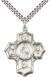 [5728SS/24S] Sterling Silver Polish 4-Way Pendant on a 24 inch Light Rhodium Heavy Curb chain