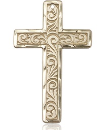 [5737KT] 14kt Gold Knurled Cross Medal