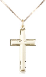 [0624YGF/18GF] 14kt Gold Filled Cross Pendant on a 18 inch Gold Filled Light Curb chain