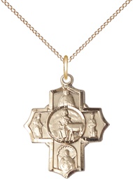 [5791GF/18GF] 14kt Gold Filled 5-Way Special Needs Pendant on a 18 inch Gold Filled Light Curb chain