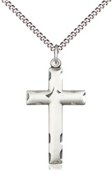 [0624YSS/18S] Sterling Silver Cross Pendant on a 18 inch Light Rhodium Light Curb chain