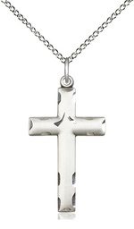 [0624YSS/18SS] Sterling Silver Cross Pendant on a 18 inch Sterling Silver Light Curb chain