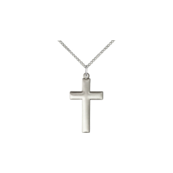 [0624YSS/18SS] Sterling Silver Cross Pendant on a 18 inch Sterling Silver Light Curb chain