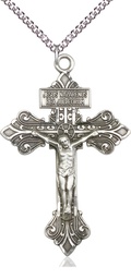 [0632SS/24SS] Sterling Silver Crucifix Pendant on a 24 inch Sterling Silver Heavy Curb chain