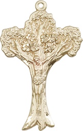 [0633GF] 14kt Gold Filled Tree of Life Crucifix Medal