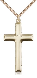 [0644YGF/24GF] 14kt Gold Filled Cross Pendant on a 24 inch Gold Filled Heavy Curb chain