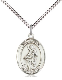 [8029SS/18S] Sterling Silver Saint Jane of Valois Pendant on a 18 inch Light Rhodium Light Curb chain