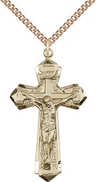 [0650GF/24GF] 14kt Gold Filled Crucifix Pendant on a 24 inch Gold Filled Heavy Curb chain