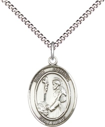 [8030SS/18S] Sterling Silver Saint Dominic de Guzman Pendant on a 18 inch Light Rhodium Light Curb chain