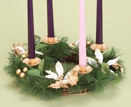 [RO-38939] 14&quot;D Ivory Poinsettia Wreath - Christmas