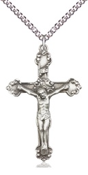 [0656SS/24SS] Sterling Silver Crucifix Pendant on a 24 inch Sterling Silver Heavy Curb chain