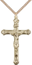 [0657GF/24GF] 14kt Gold Filled Crucifix Pendant on a 24 inch Gold Filled Heavy Curb chain