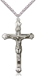 [0657SS/24SS] Sterling Silver Crucifix Pendant on a 24 inch Sterling Silver Heavy Curb chain