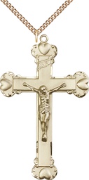 [0660GF/24GF] 14kt Gold Filled Crucifix Pendant on a 24 inch Gold Filled Heavy Curb chain