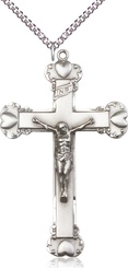 [0660SS/24SS] Sterling Silver Crucifix Pendant on a 24 inch Sterling Silver Heavy Curb chain