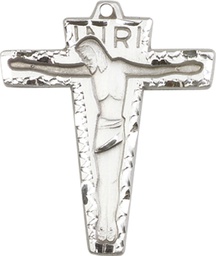 [0661SS] Sterling Silver Primative Crucifix Medal