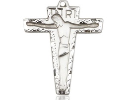 [0661SS] Sterling Silver Primative Crucifix Medal