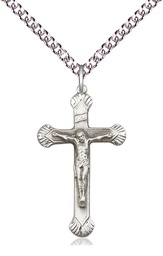 [0664SS/24SS] Sterling Silver Crucifix Pendant on a 24 inch Sterling Silver Heavy Curb chain