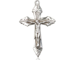[0665SSY] Sterling Silver Crucifix Medal - With Box