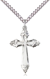 [0665YSS/24SS] Sterling Silver Cross Pendant on a 24 inch Sterling Silver Heavy Curb chain