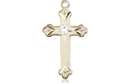 [0667GF-STN4] 14kt Gold Filled Cross Medal with a 3mm Crystal Swarovski stone