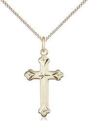 [0667GF/18GF] 14kt Gold Filled Cross Pendant on a 18 inch Gold Filled Light Curb chain