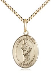 [8034GF/18G] 14kt Gold Filled Saint Florian Pendant on a 18 inch Gold Plate Light Curb chain