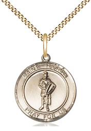 [8034RDGF/18G] 14kt Gold Filled Saint Florian Pendant on a 18 inch Gold Plate Light Curb chain