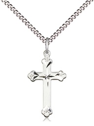 [0667SS/18S] Sterling Silver Cross Pendant on a 18 inch Light Rhodium Light Curb chain