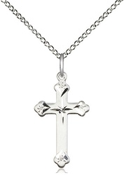 [0667SS/18SS] Sterling Silver Cross Pendant on a 18 inch Sterling Silver Light Curb chain