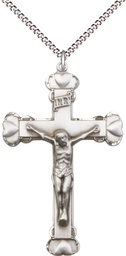 [0670SS/18S] Sterling Silver Crucifix Pendant on a 18 inch Light Rhodium Light Curb chain