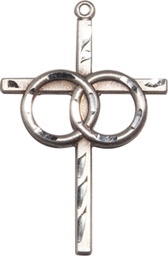 [0671SS] Sterling Silver Wedding Rings Cross Medal