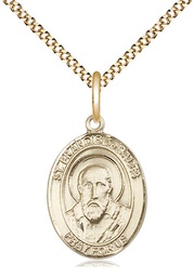[8035GF/18G] 14kt Gold Filled Saint Francis de Sales Pendant on a 18 inch Gold Plate Light Curb chain