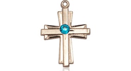 [0675YGF-STN12] 14kt Gold Filled Cross Medal with a 3mm Zircon Swarovski stone