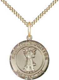[8036RDGF/18G] 14kt Gold Filled Saint Francis of Assisi Pendant on a 18 inch Gold Plate Light Curb chain