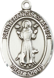 [8036SSY] Sterling Silver Saint Francis of Assisi Medal - With Box