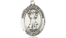 [8036SSY] Sterling Silver Saint Francis of Assisi Medal - With Box