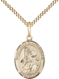 [8039GF/18G] 14kt Gold Filled Saint Gabriel the Archangel Pendant on a 18 inch Gold Plate Light Curb chain