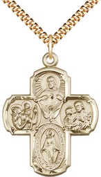 [0040GF/24G] 14kt Gold Filled 4-Way Pendant on a 24 inch Gold Plate Heavy Curb chain