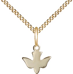 [0225GF/18G] 14kt Gold Filled Holy Spirit Pendant on a 18 inch Gold Plate Light Curb chain