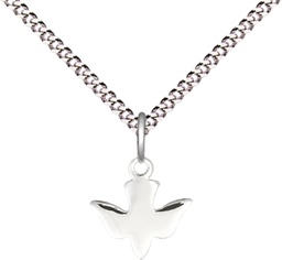 [0225SS/18S] Sterling Silver Holy Spirit Pendant on a 18 inch Light Rhodium Light Curb chain