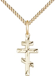 [0250GF/18G] 14kt Gold Filled Saint Andrew Cross Pendant on a 18 inch Gold Plate Light Curb chain