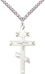 [0251SS/24SS] Sterling Silver Cross Pendant on a 24 inch Sterling Silver Heavy Curb chain