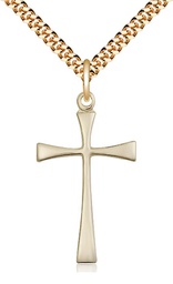 [1874GF/24G] 14kt Gold Filled Maltese Cross Pendant on a 24 inch Gold Plate Heavy Curb chain