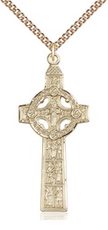 [0255GF/24GF] 14kt Gold Filled Scriptures Cross Pendant on a 24 inch Gold Filled Heavy Curb chain