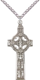 [0255SS/24SS] Sterling Silver Scriptures Cross Pendant on a 24 inch Sterling Silver Heavy Curb chain