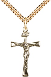 [2138GF/24G] 14kt Gold Filled Maltese Crucifix Pendant on a 24 inch Gold Plate Heavy Curb chain